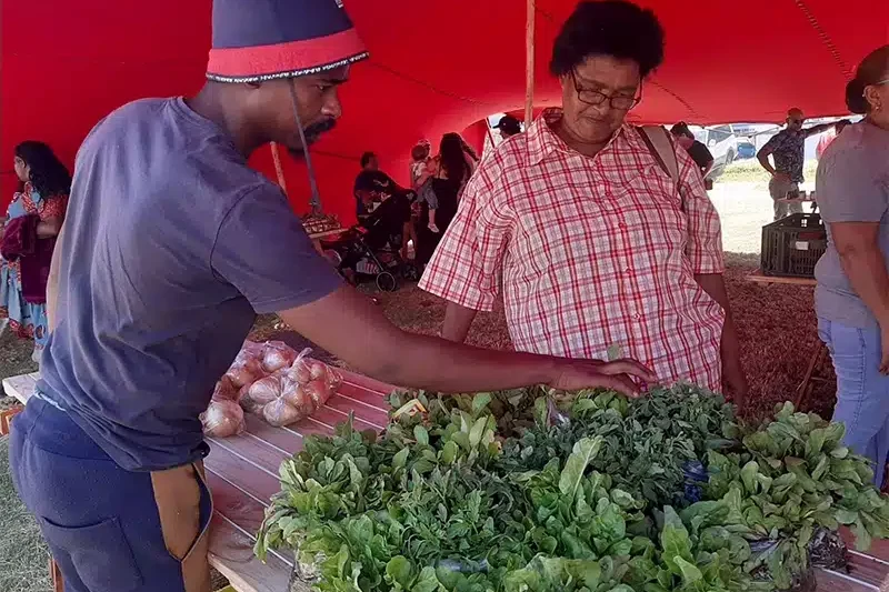 people at a farmers market