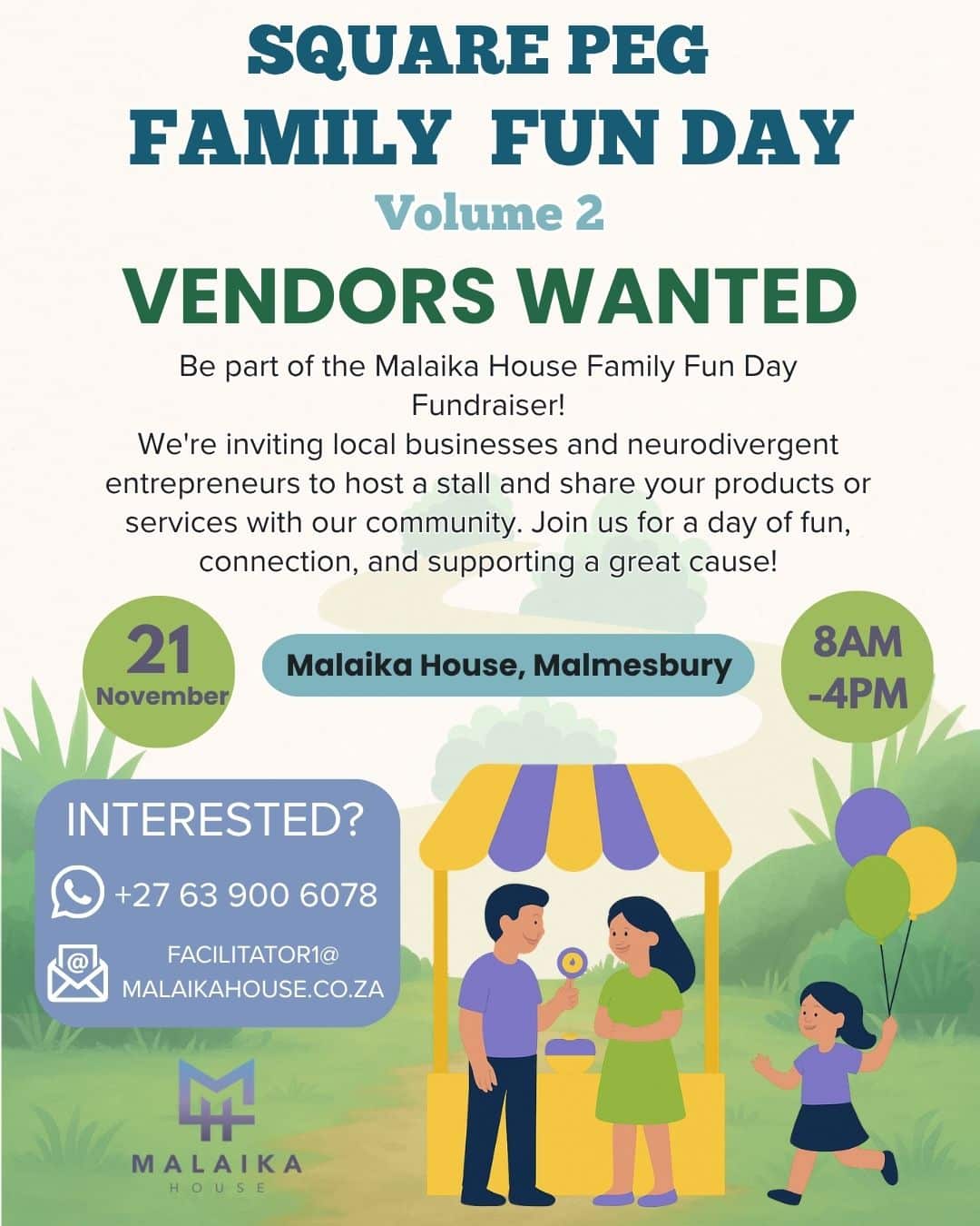 Square Peg Vendors Family Fun Day Volume 2 Poster 2 Calls for traders